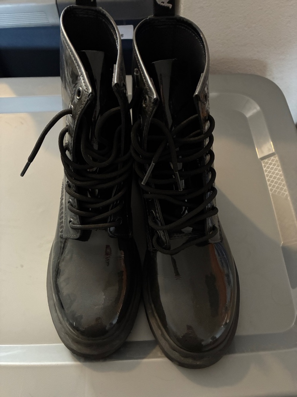 Dr. Marten’s Women’s Black Patent Lace-Up Combat Boots